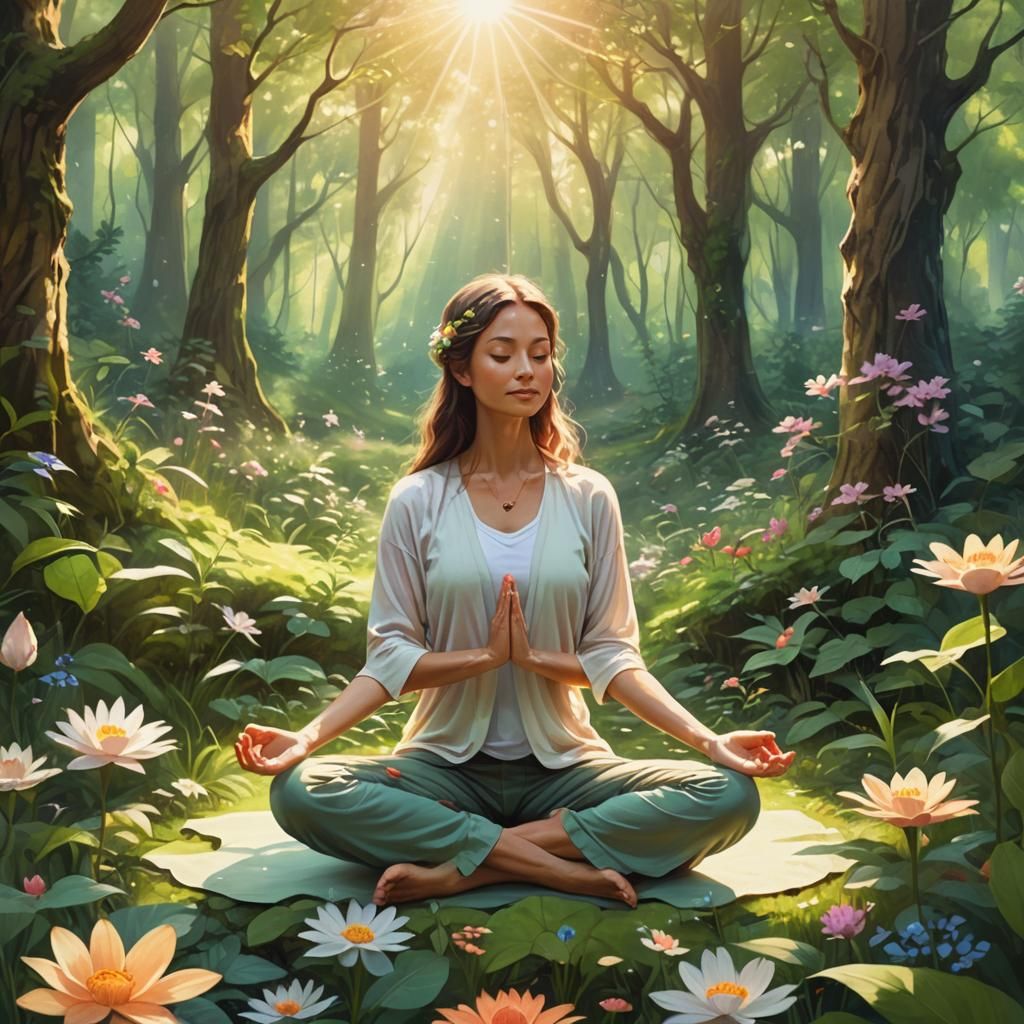 Serene Person Practicing Yoga in Lush Forest