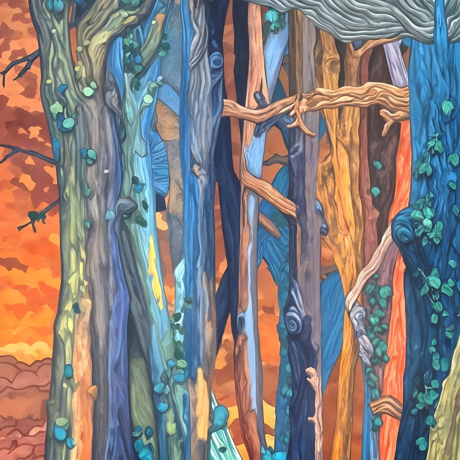 Trees in a Vibrant Abstract Landscape