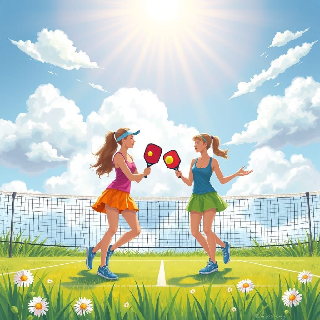 Dreamy Pickleball Match in Pastel Colors