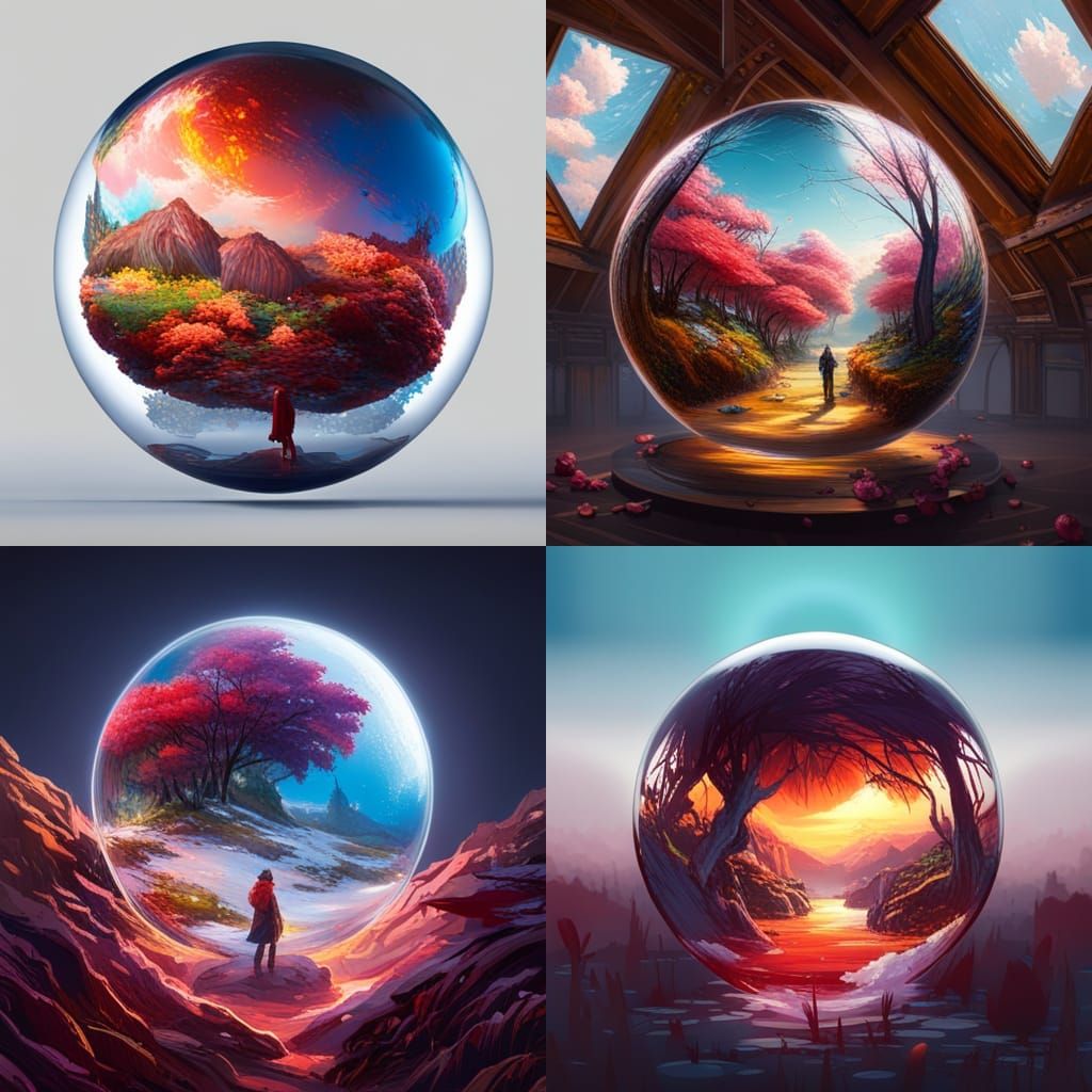 Crystals in Glass Sphere: Japanese Art Photo