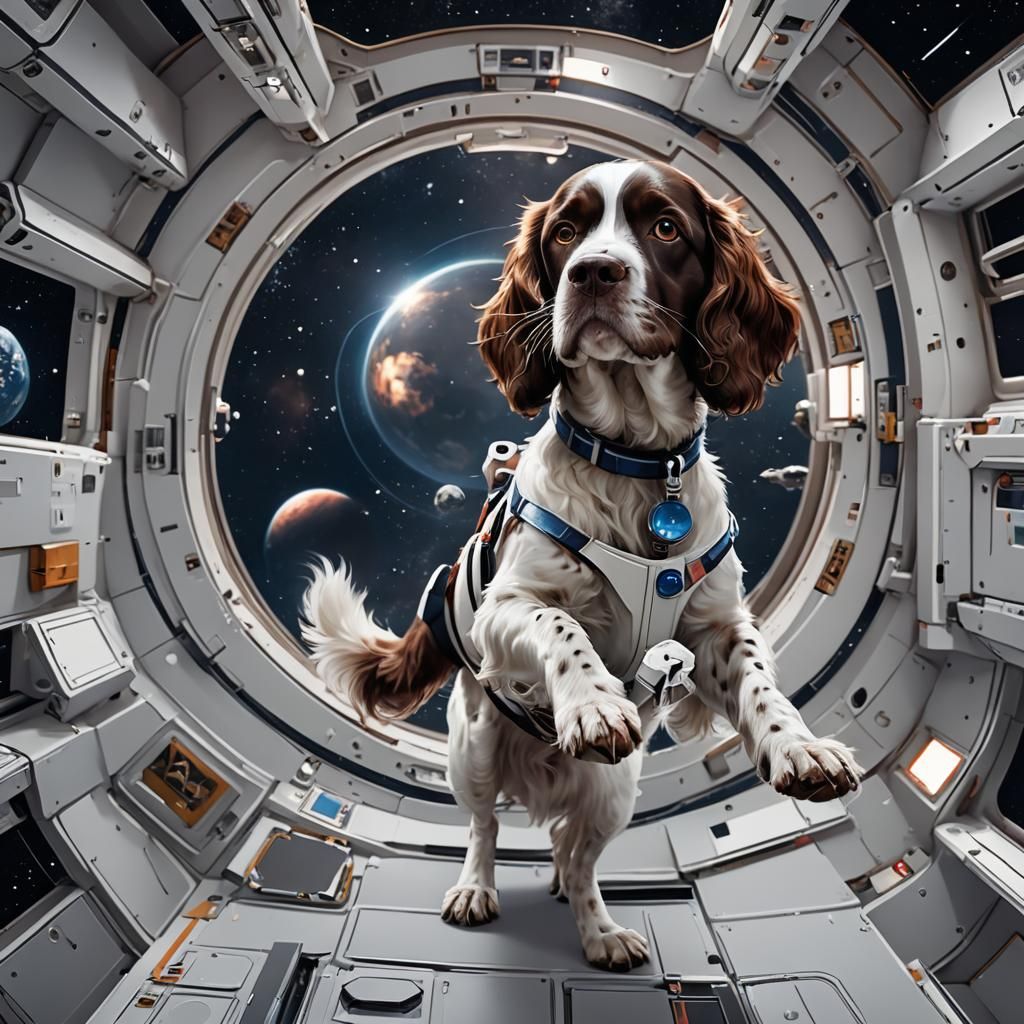 English Springer Spaniel in Space: Anime Art