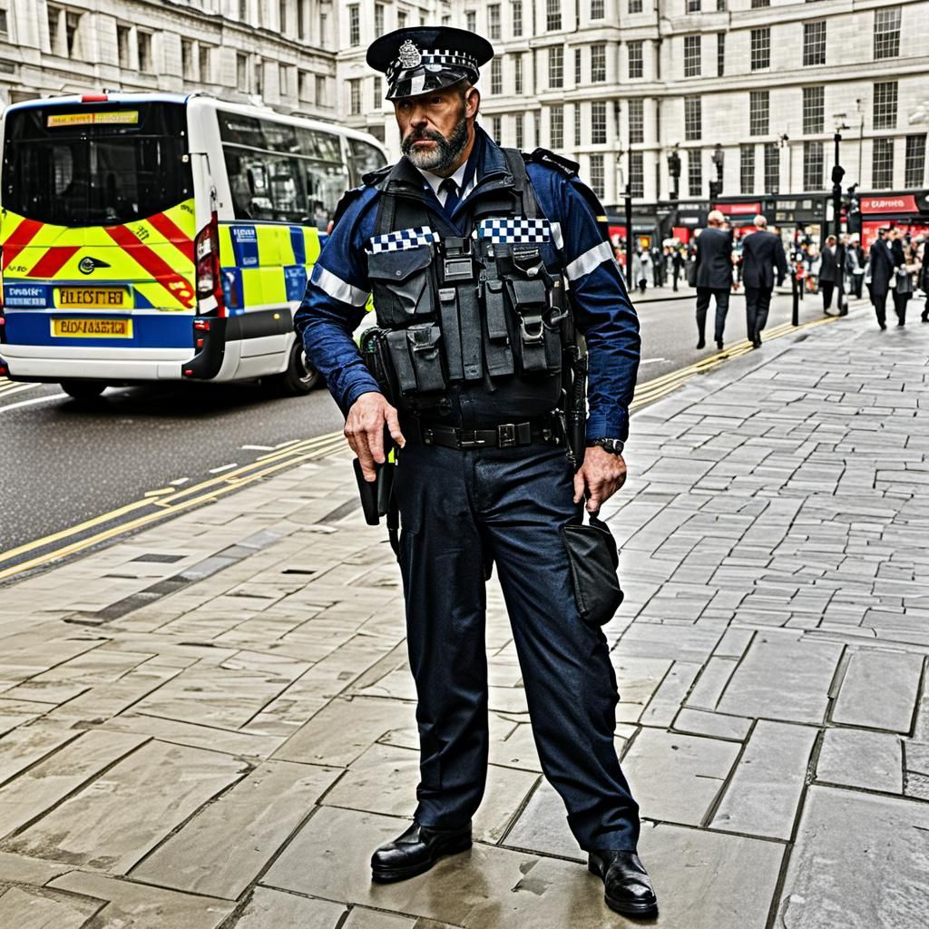 Plaid Clothed Policeman in London