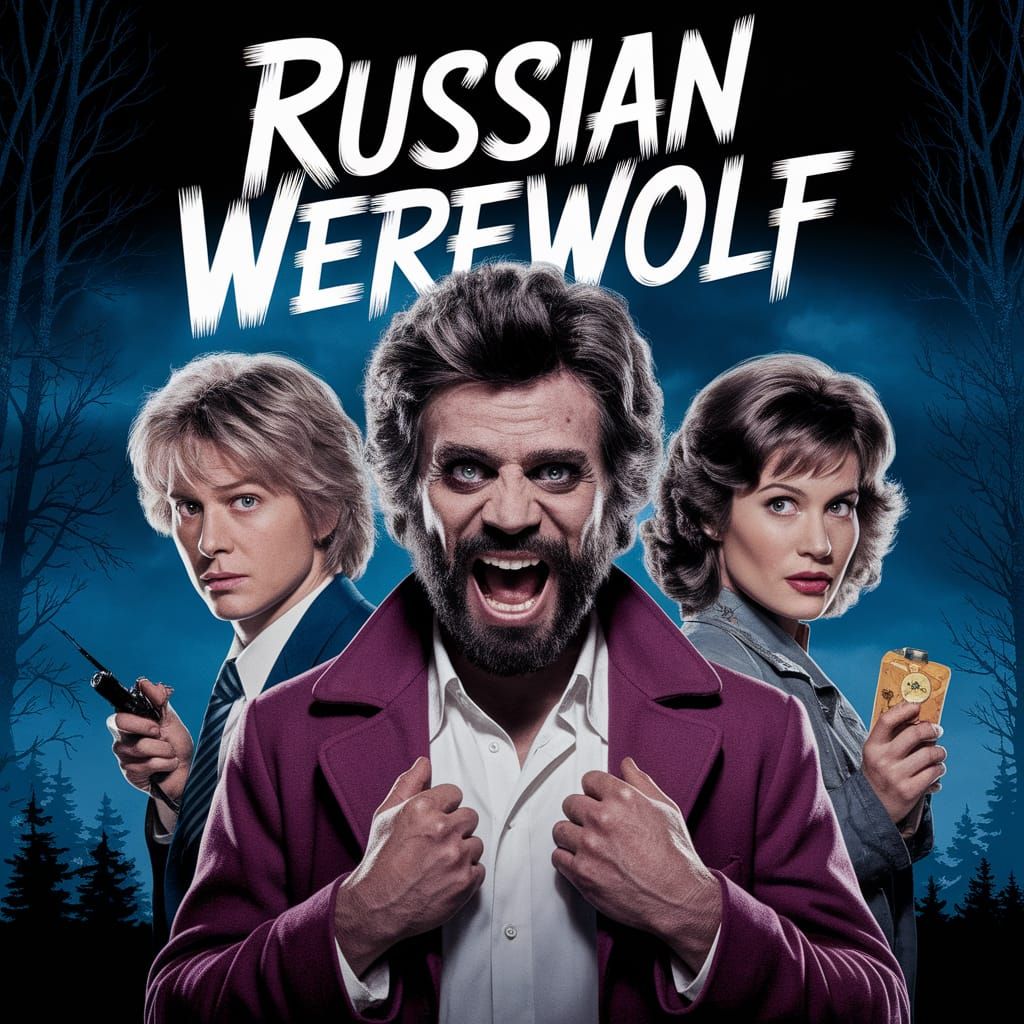 1980s Horror Comedy Movie Poster: Russian Werewolf
