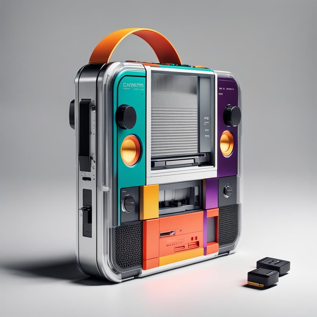 Sleek Minimalist Cassette Player Concept in Hyperrealistic S...