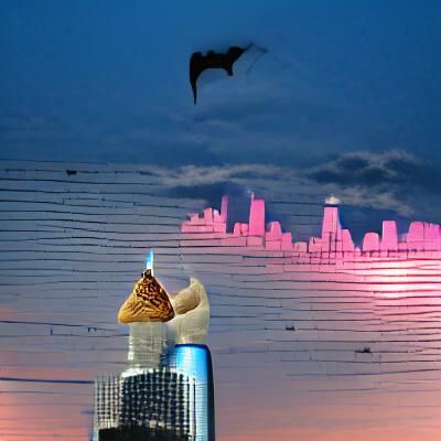 Mothman Enjoys Ice Cream over Chicago
