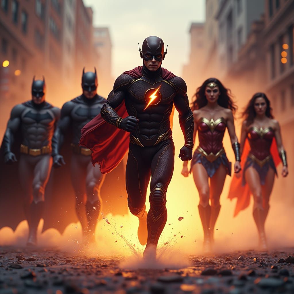 The Flash Races Past DC Heroes in Dark Fantasy Style