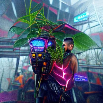 Cyberpunk Forest of Organic and Machine Plants