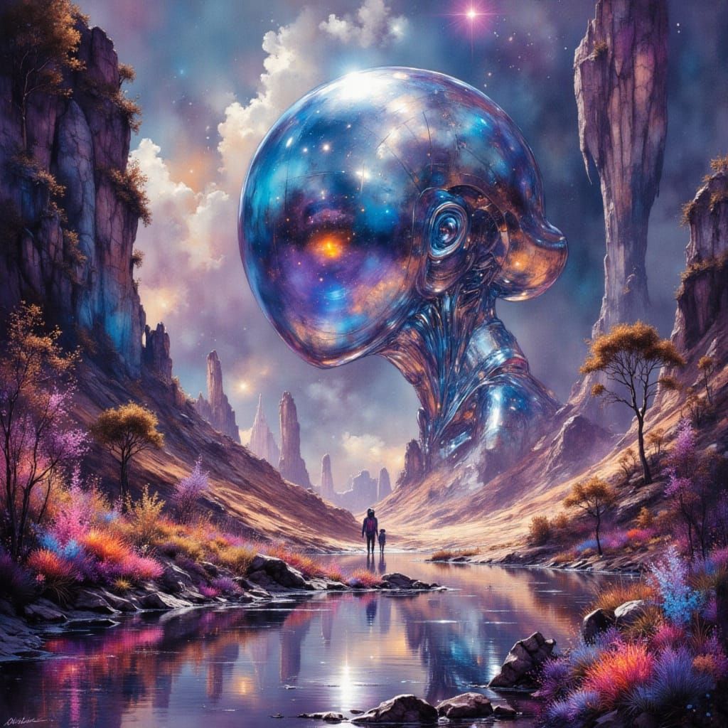 Robot Utopia on Venus with Bioluminescent Flora