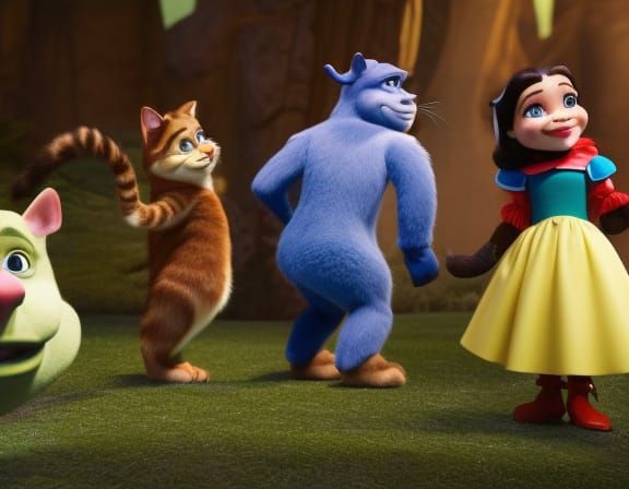 Fairytale Party with Dancing Cat and Snow White