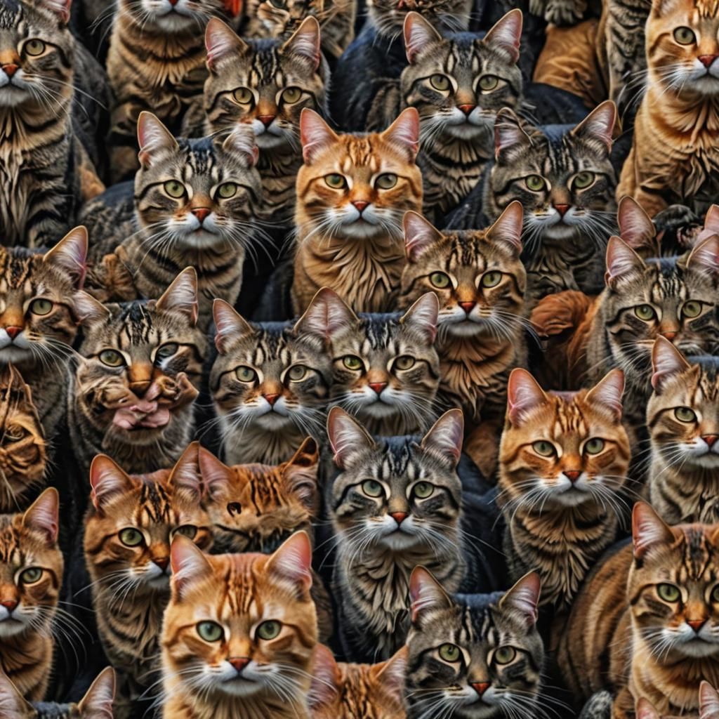 Groovy Cats in Hyperrealistic Style, Detailed and Sharp