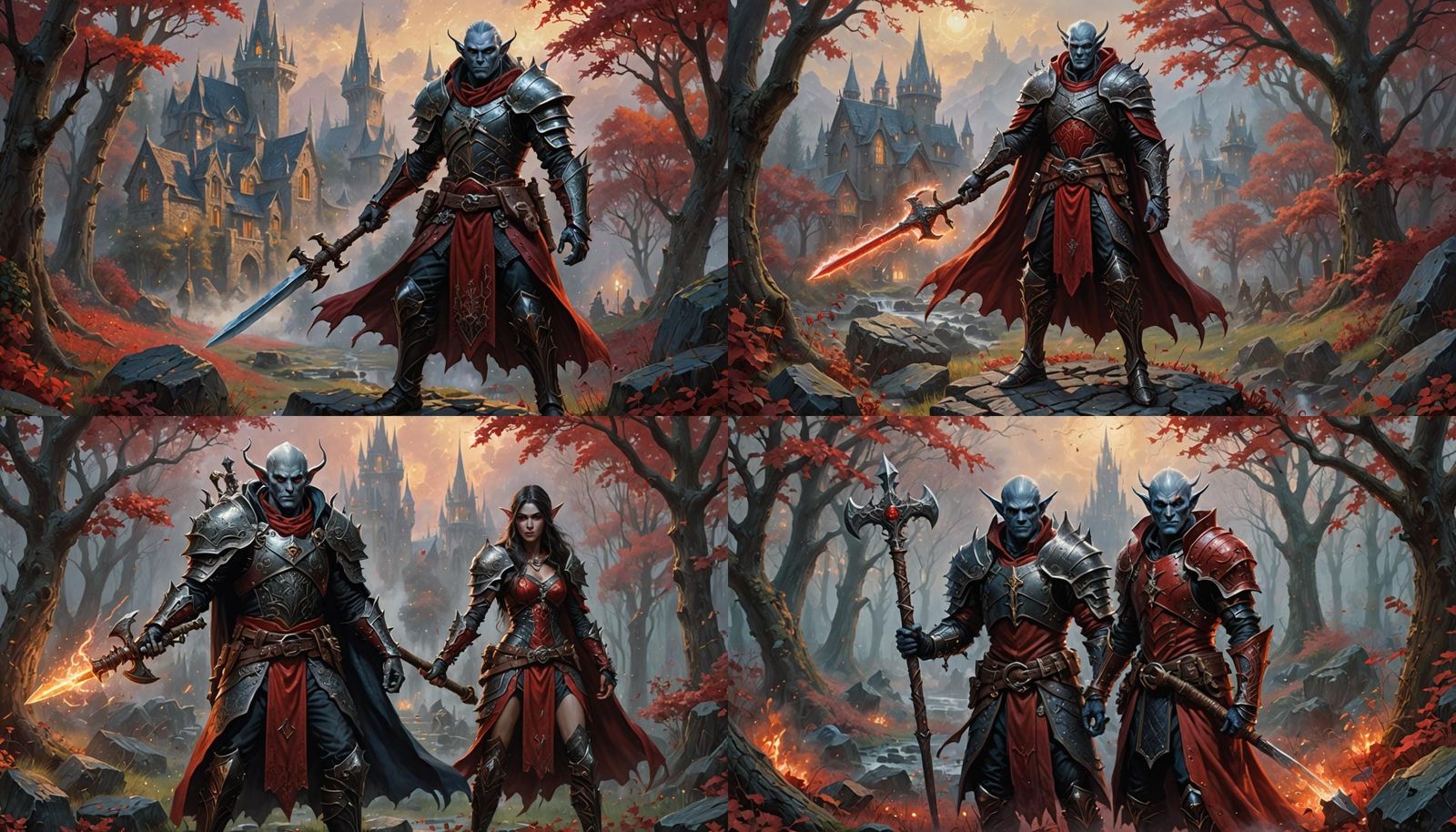 Dark Elf Blood Hunter in Ethereal Fantasy Landscape