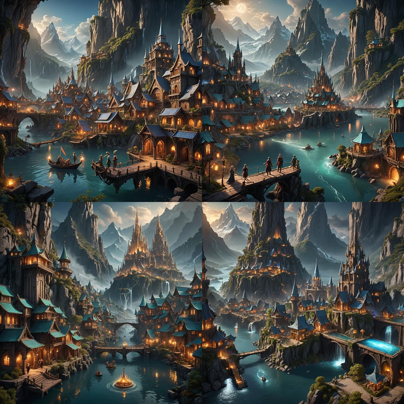 Elven City Construction in Mystical Landscape