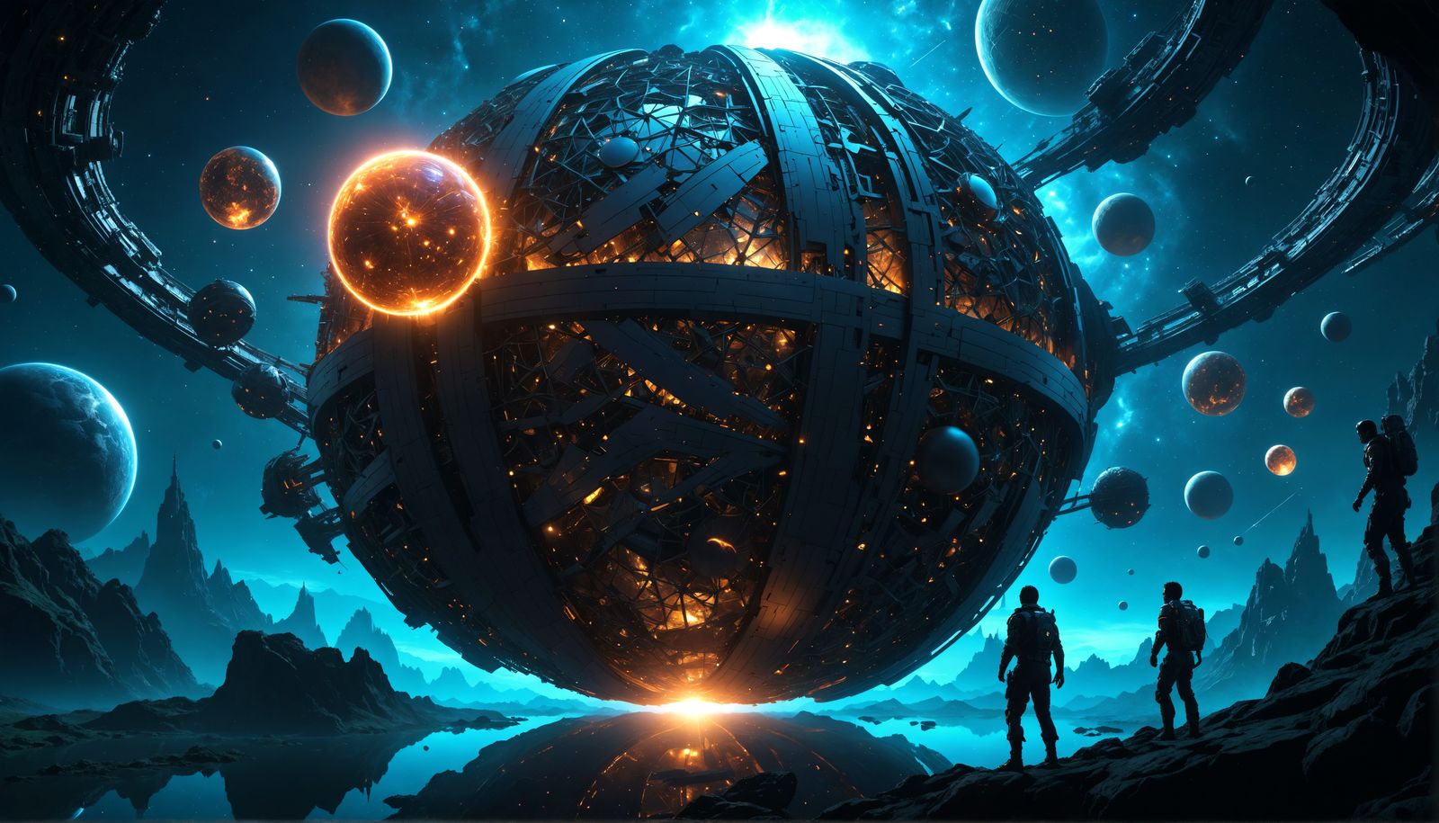 Epic Dyson Sphere in Alien Biopunk Style