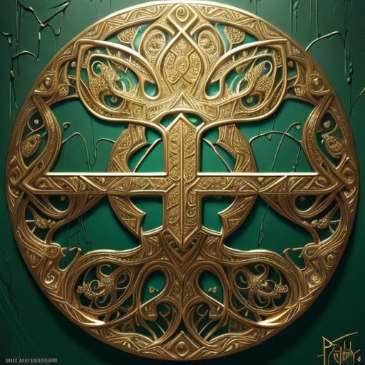 Ornate Elven Shield with Golden Designs