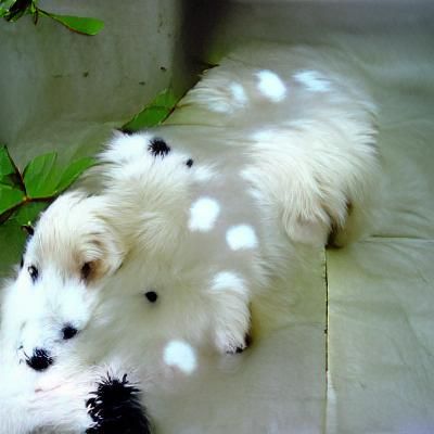 Adorable White Puppy with Black Spots