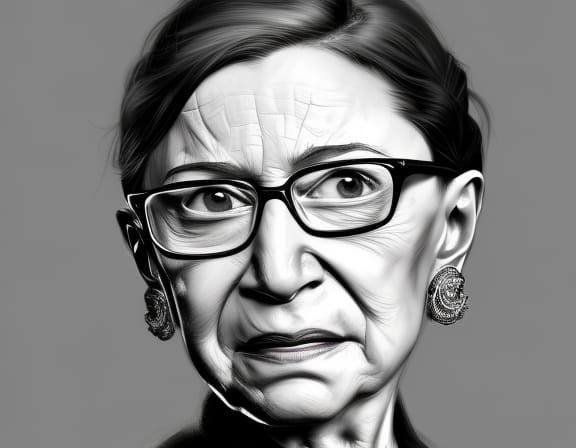 RBG Portrait in Hyperrealistic Digital Art Style