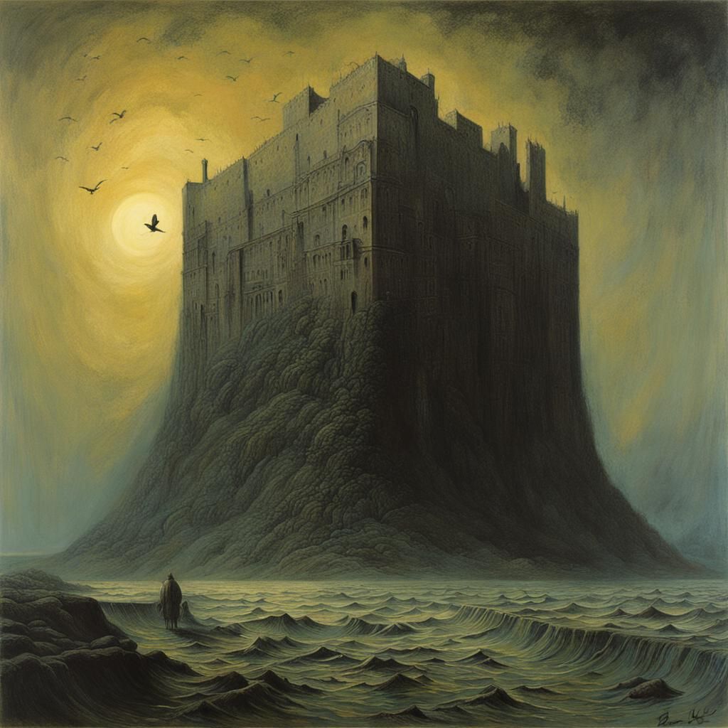 Surreal Dystopian Landscape in Gothic Fantasy Style