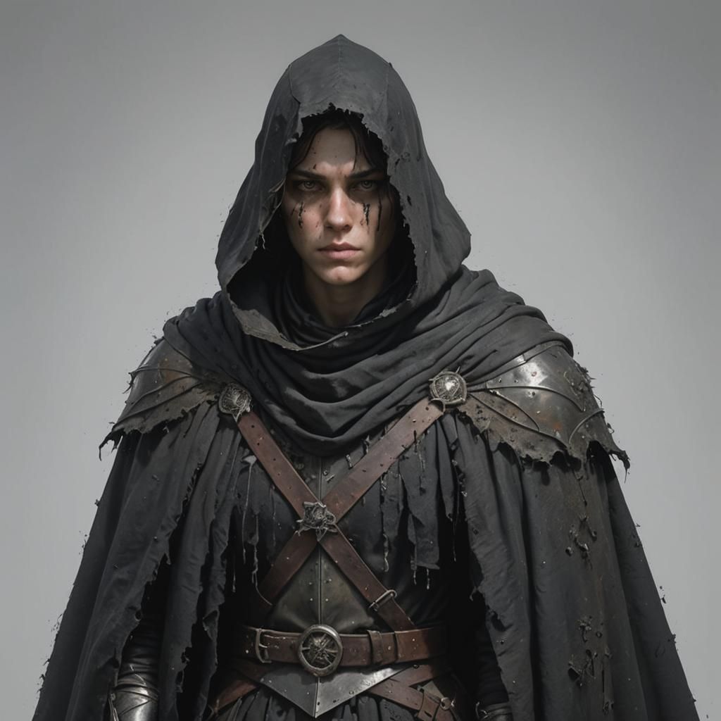 Golarion Ex-Knight in Dark Cloak on White