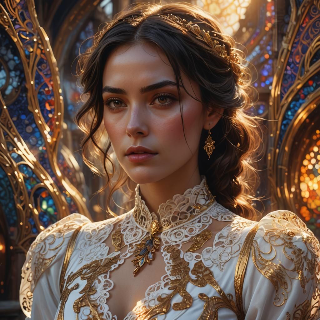 Intense Portrait of Brunette Woman in Dreamlike Style