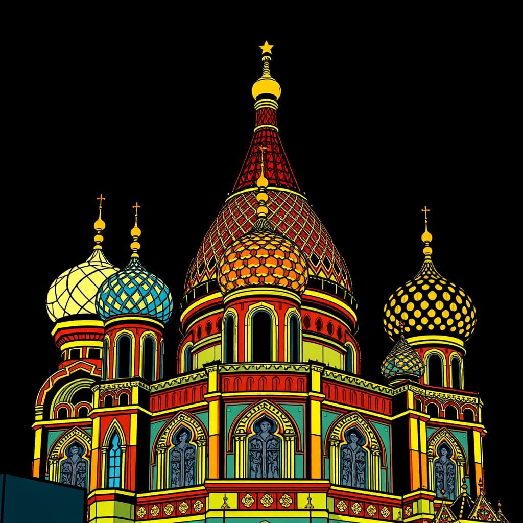 Iconoclastic Kremlin Onion Dome Mosque Mosaic Art