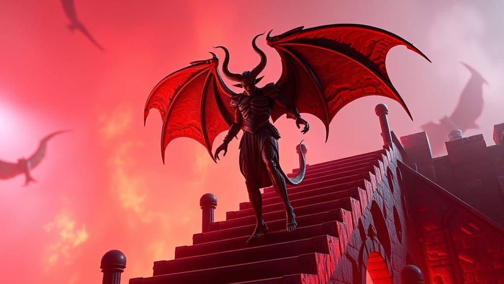 Lucifer's Descent into Hell: A 3D Pixar-style Rendering