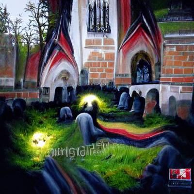 German Church Grave with Flickering Light