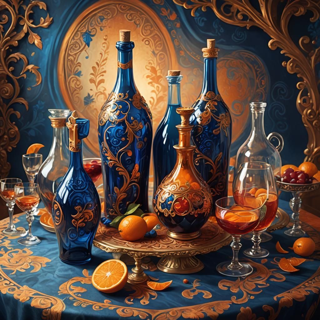 Mystical Sangria Bottles in Whimsical Concept Art