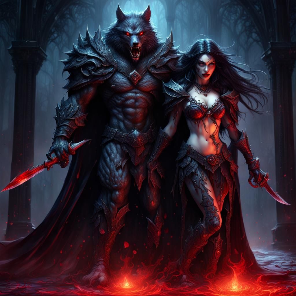 The Dark Werewolf Knight and The Vampire Warrior