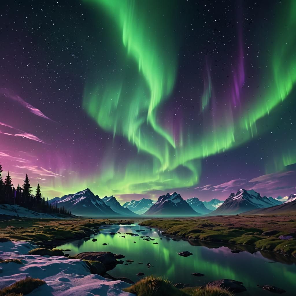 Ethereal Northern Lights Digital Painting in 8K