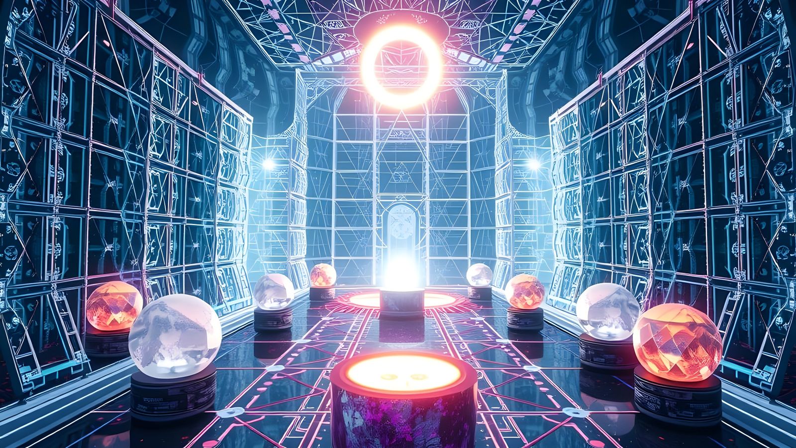 Detailed Sacred Geometry in Space Rooms