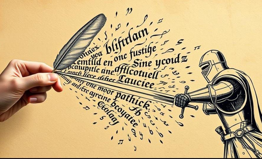 Calligraphy Duel on Parchment: AI-Generated Image