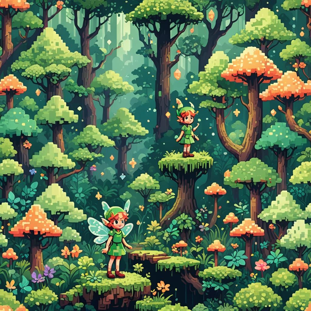 Enchanted Forest Pixie in 8-bit Pixel Art
