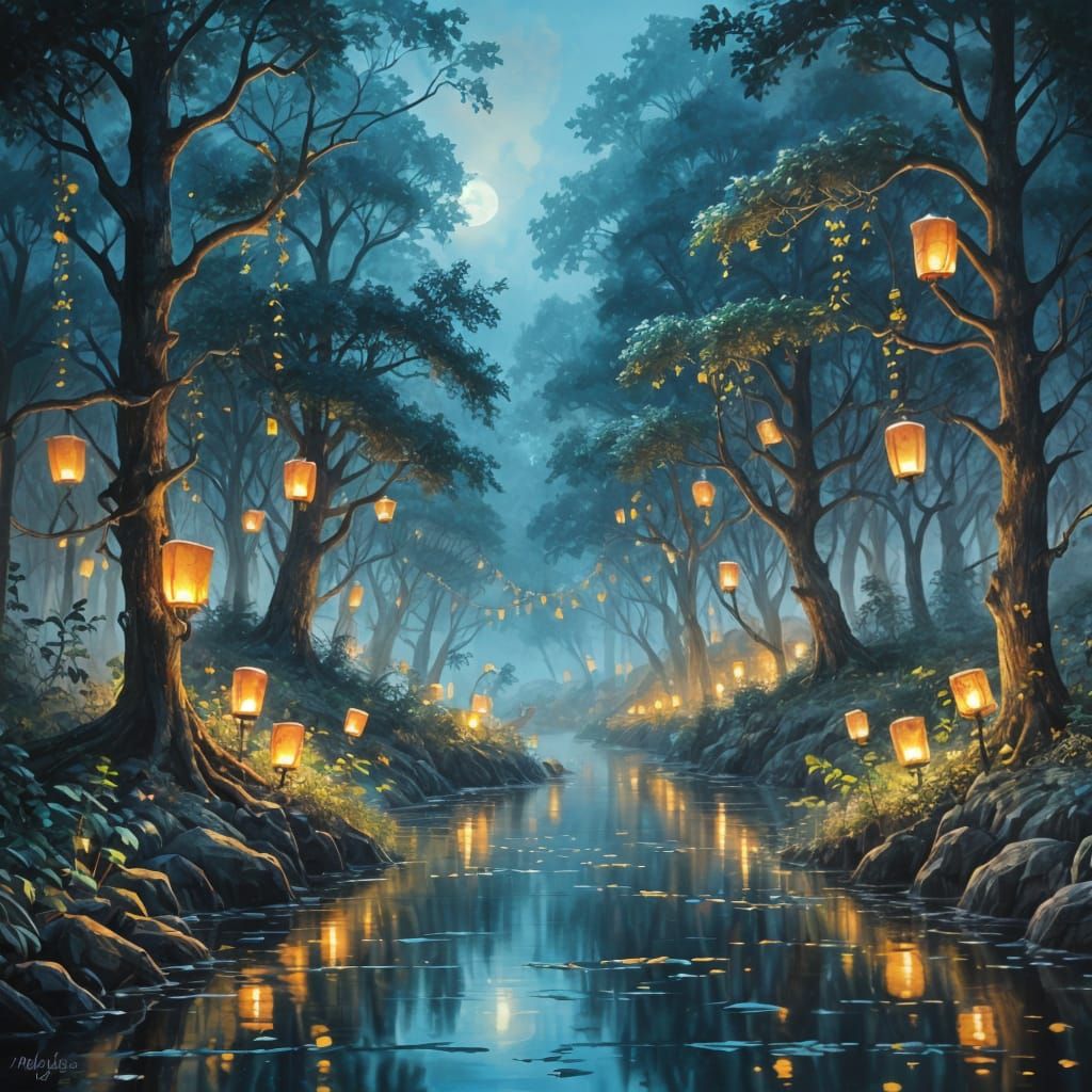 Mystical Forest Landscape in Epic Impressionist Style