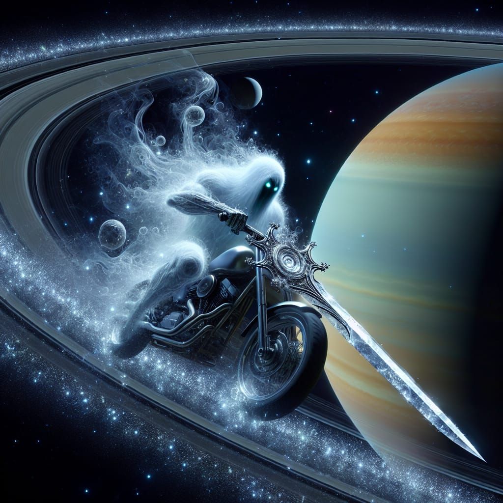 Ethereal Ghost Rider on Saturn with Broadsword