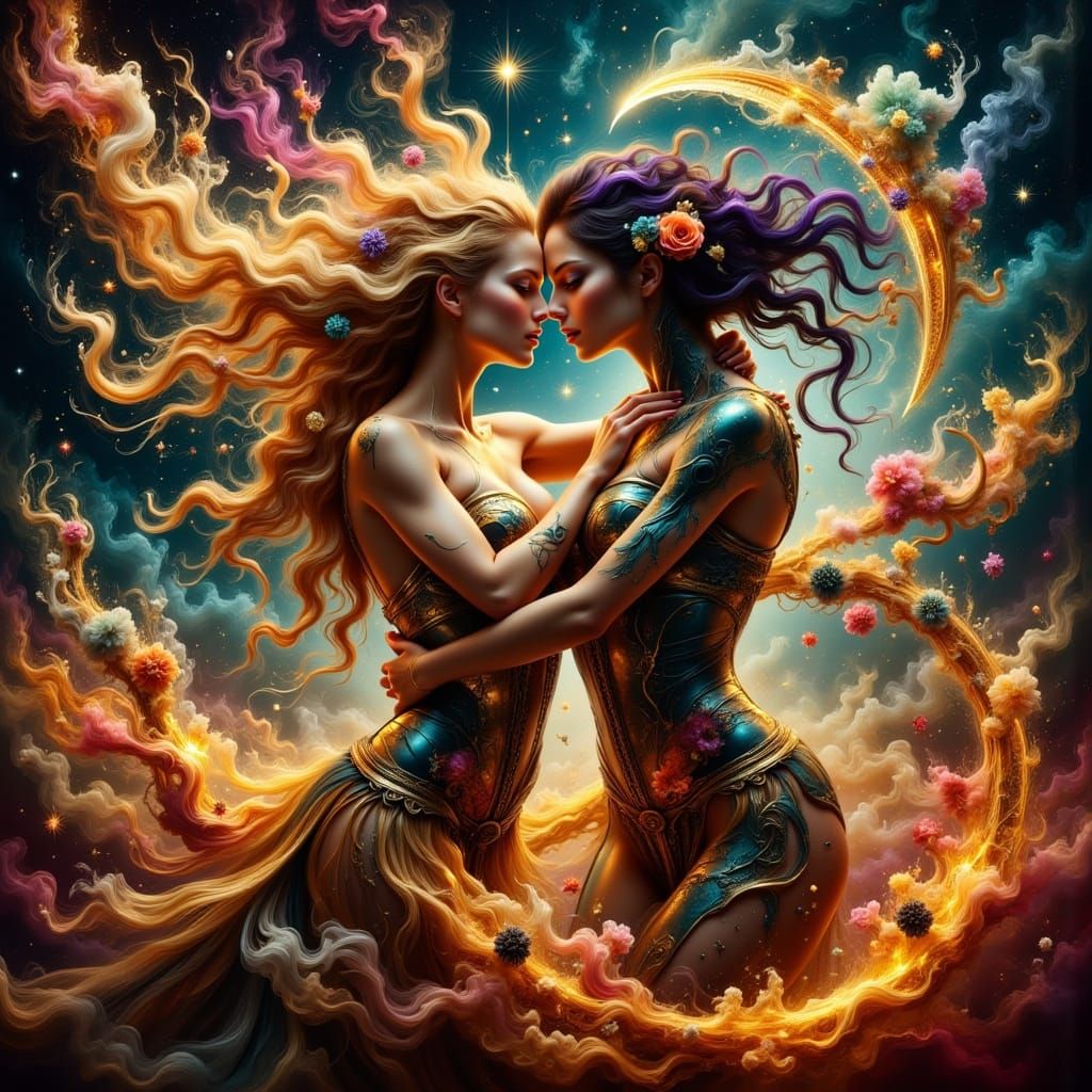 Ethereal Dance Between Life and Death in a Whimsical, Gothic...