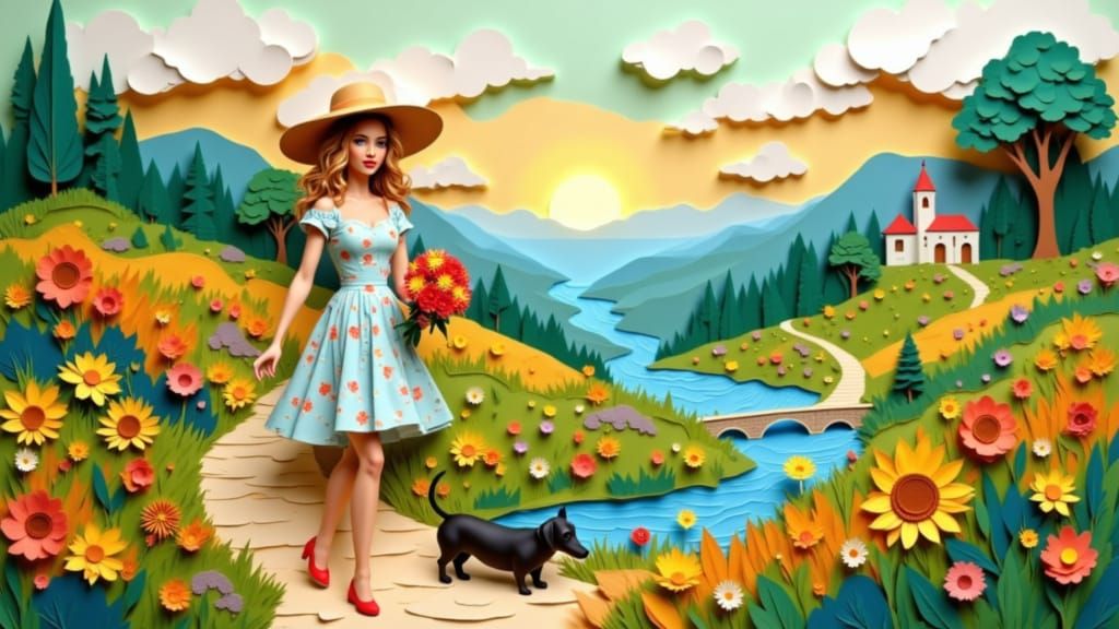 a papercut-macramee work: summer feeling