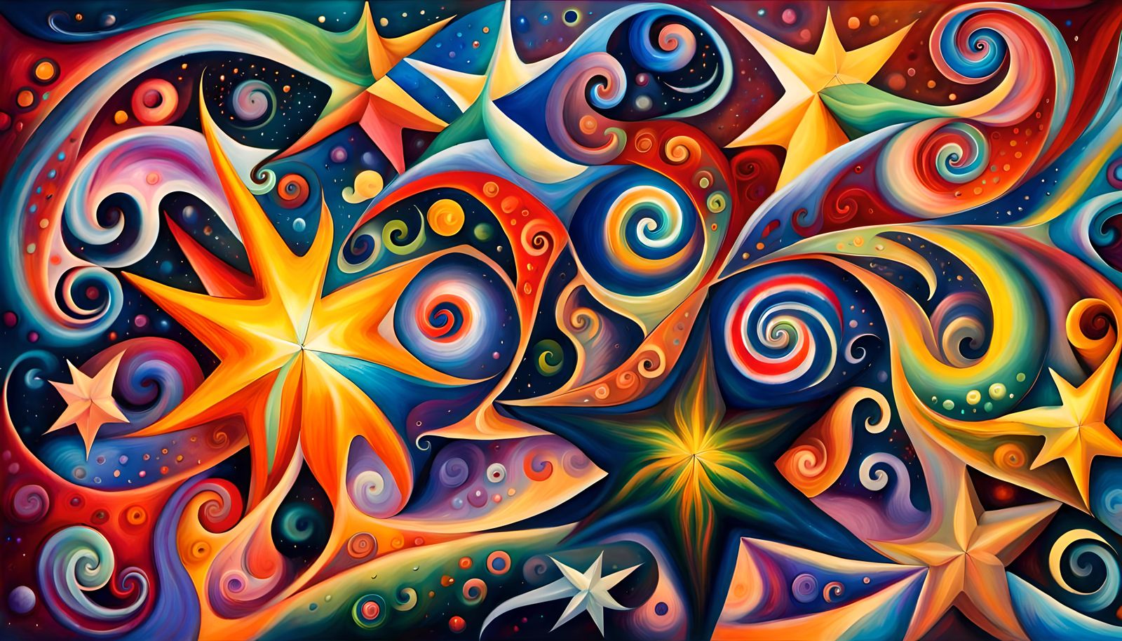 Iridescent Stars Dance in a Cosmic Impasto Painting