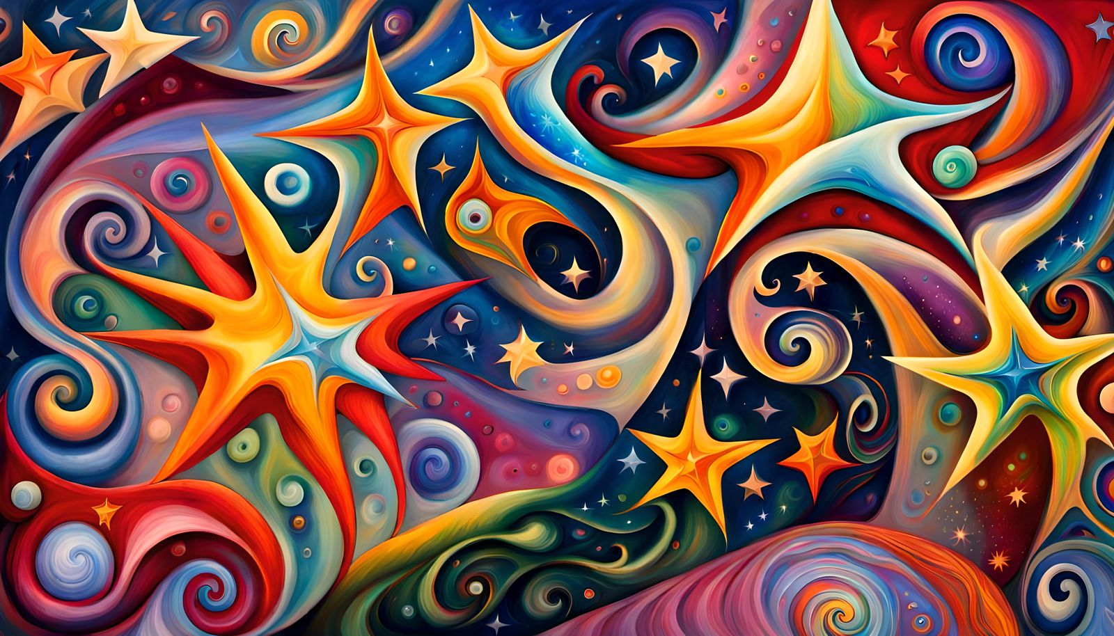 Iridescent Stars Dance in Cosmic Impasto Painting