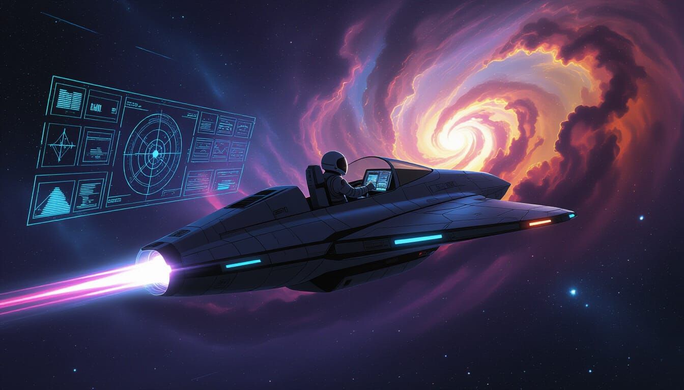 Astronaut Pilots Sloth Spaceship in Nebula