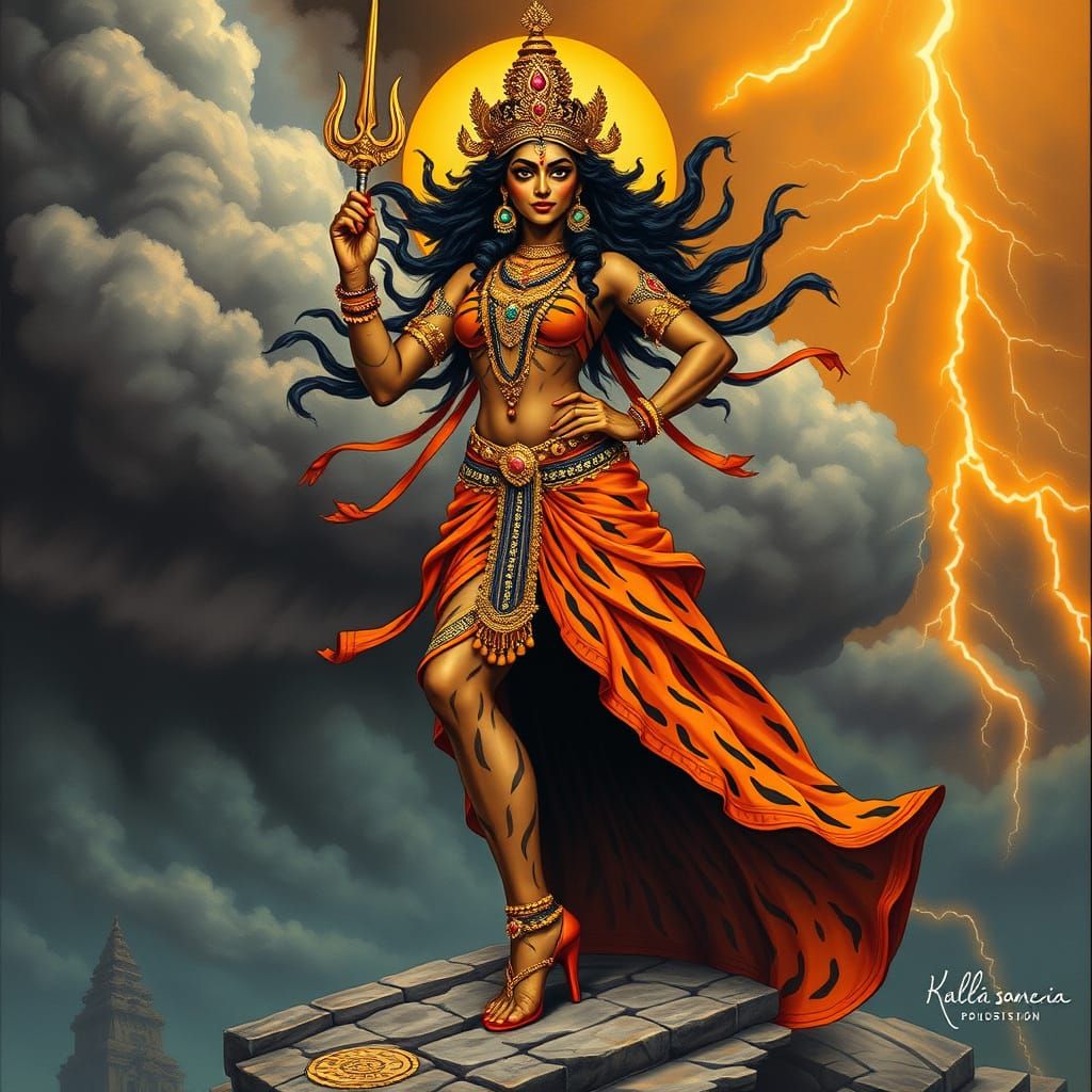 Kali in Indian Folk Art Fantasy Style