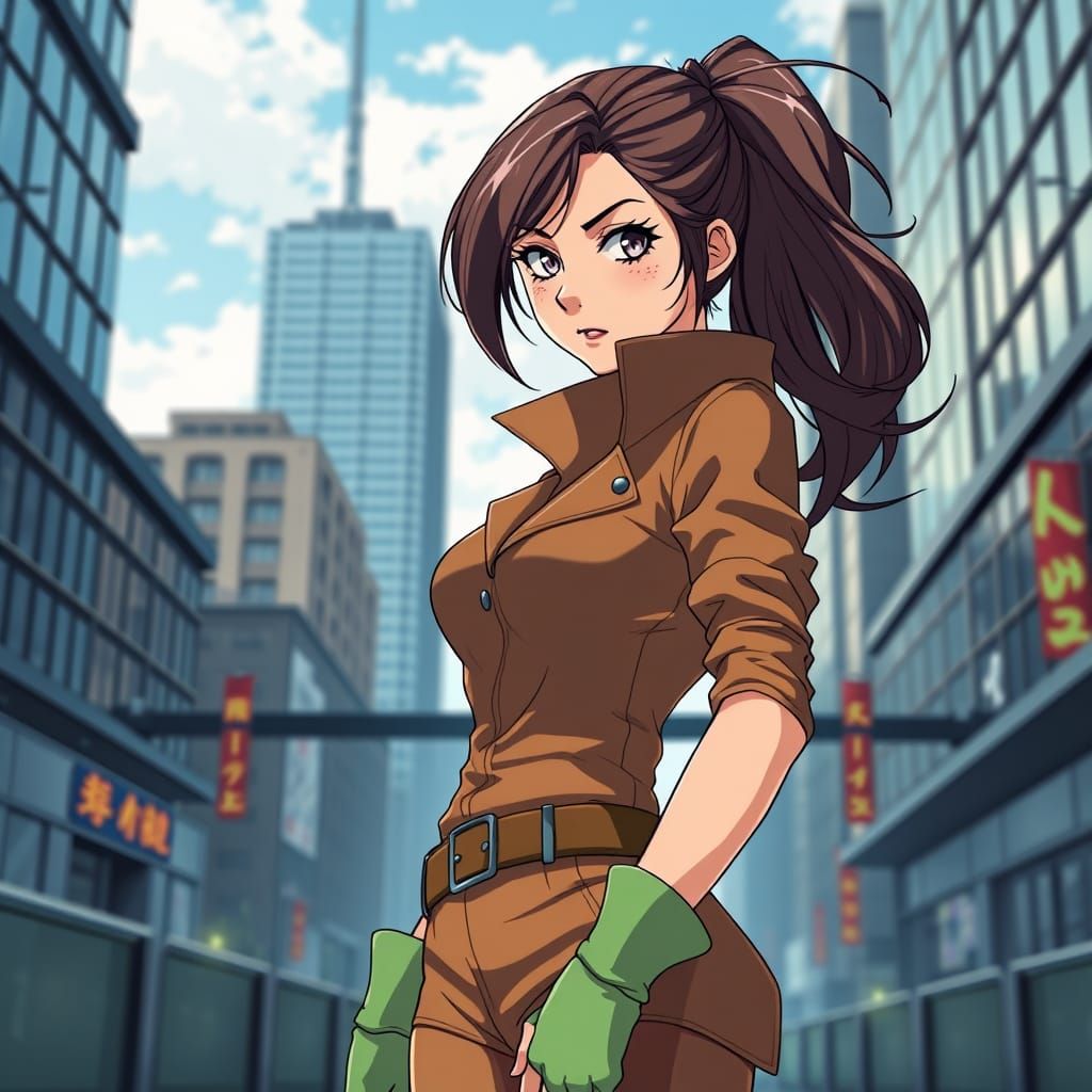 Stunning Anime-Themed Thief in Modern Cityscape