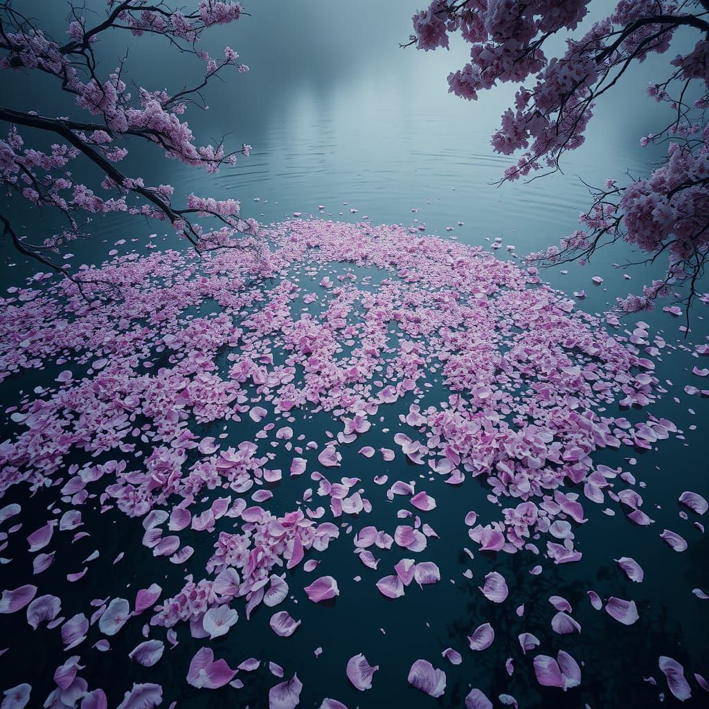 Ghina in Cherry Blossoms on River