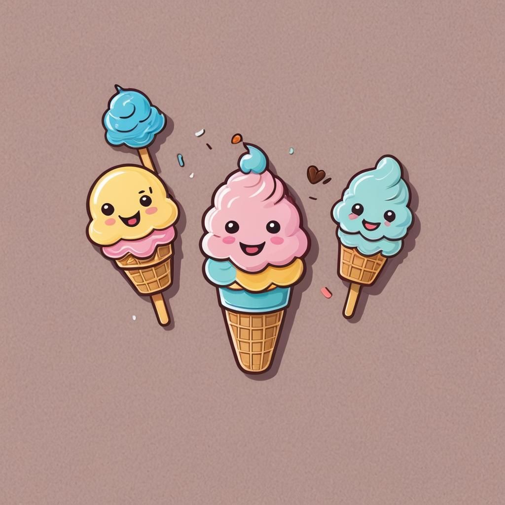 Cute Pastel Ice Cream Vector Art Logo