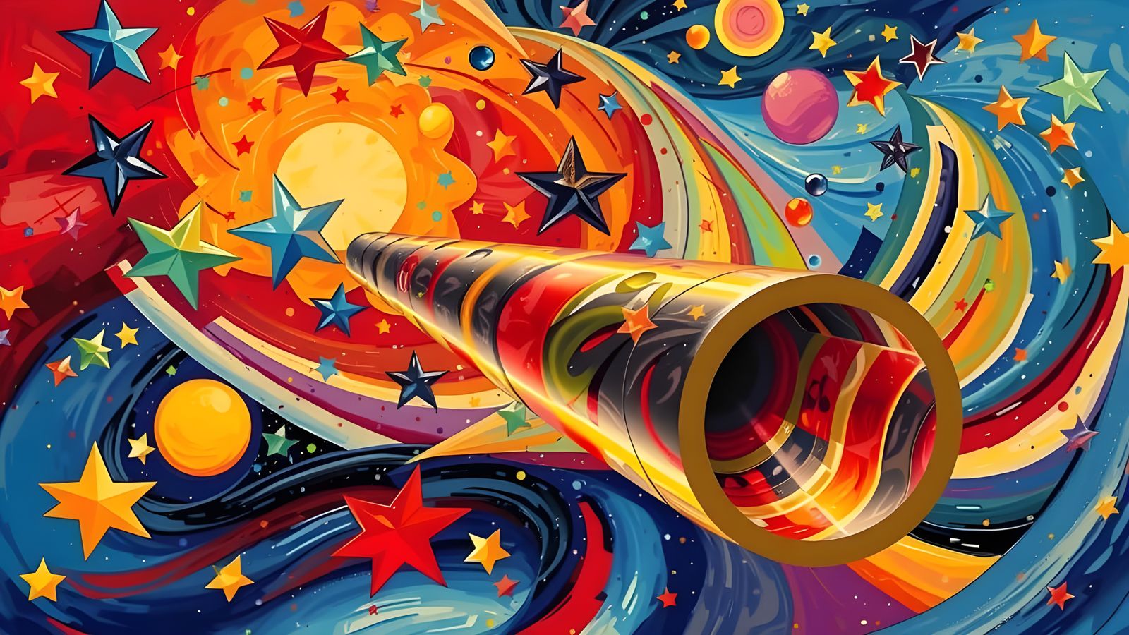 Reflective Cylinder Mirrors Kandinsky Stars in Cosmos