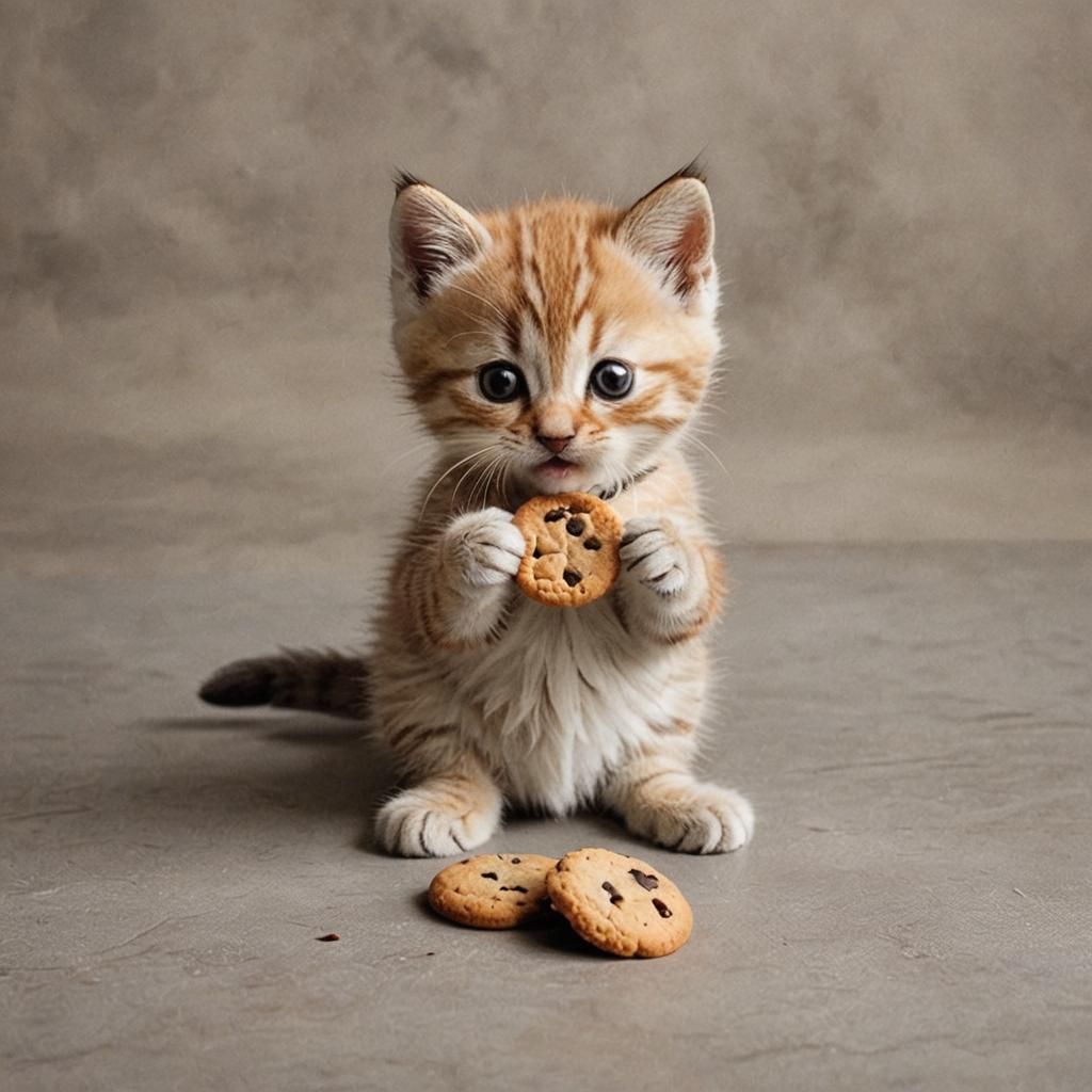 Blonde Kitten Eating Cookie: A Charming Portrait