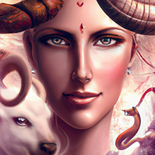 Mona Lisa as Zodiac Warrior in Pencil Sketch