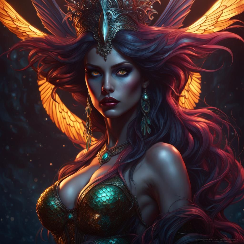 Sinister Siren Queen in Dark Fantasy Style