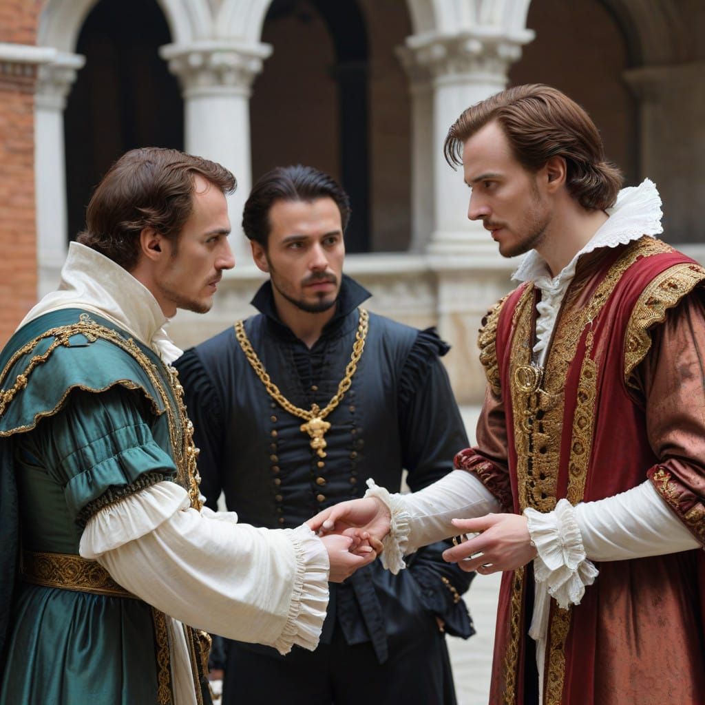 Renaissance Encounter in Venice, as Impressionist Painting