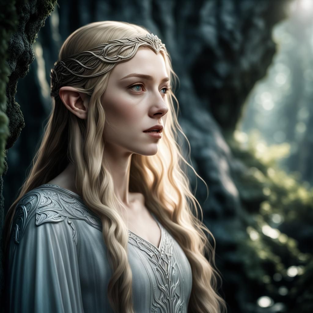 Hyperrealistic Portrait of Galadriel in HDR