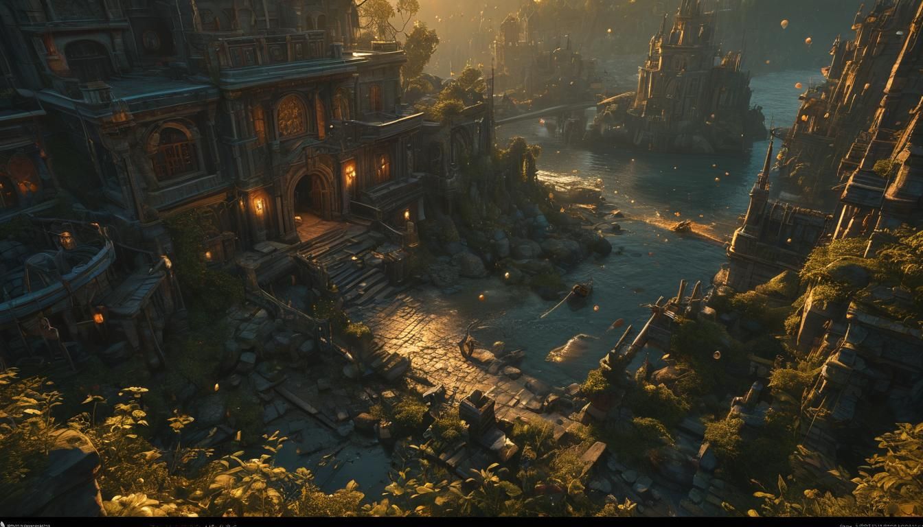 Fantasy Scene in Golden Hour, Digital Art